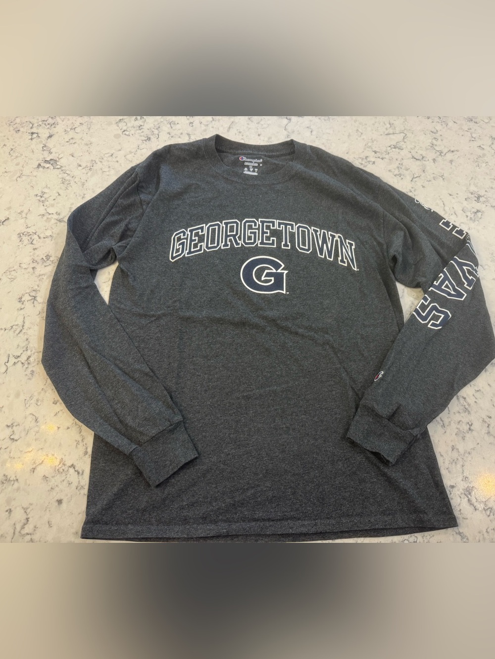 Champion Georgetown Long-Sleeve Logo Tee - Dark Gray. size‎ Men’s Medium